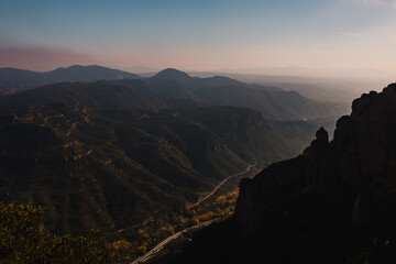 Fototapeta na wymiar Beautiful sunset in the mountains of Montserrat, Spain