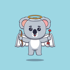 Cute cupid koala with bow and arrow
