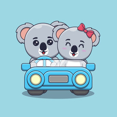 Cute Valentine's day koala couple on car © noriweuhcs