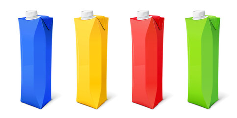 Paper eco packing for juice and drink, Isolated on white background. Eps10 vector illustration.