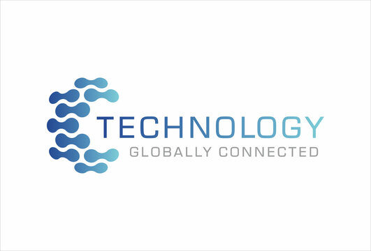 technology globally connected logo design vector template