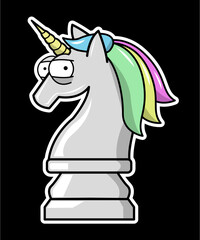 unicorn chess knight pastel hair colors © Thitiphon