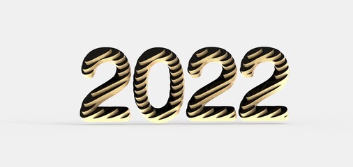 Happy New Year 2022. 3D illustration numbers isolated