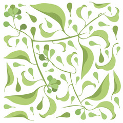 Illustration Vector of Beautiful Fresh Green Leaves Isolated on A White Background.
