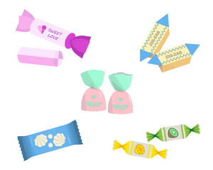 Sweets vector illustrations set for design.