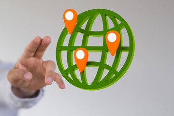 Green 3D Planet Concept, recycle sign