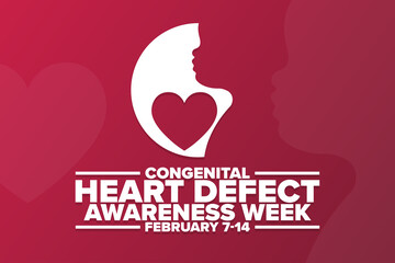 Congenital Heart Defect Awareness Week. February 7-14. Holiday concept. Template for background, banner, card, poster with text inscription. Vector EPS10 illustration. - obrazy, fototapety, plakaty