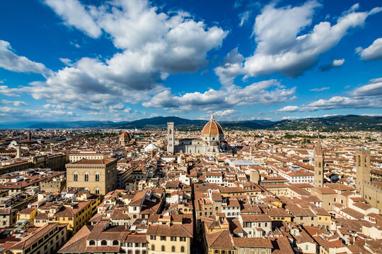 Panoramic view of Florence on a beautiful day, Tuscany, Italy