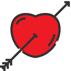 Vector broken heart filled line icon, sign and love symbol 64x64 Pixel, white background