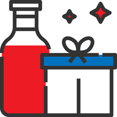Vector drink gift filled line icon, food and drink symbol 64x64 Pixel, white background