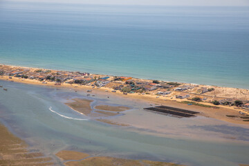 aerial of scenic coast landscape at the algarve region in Faro