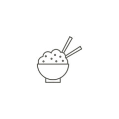 Illustration of Rice Bowl Outline Icon - Fast Food Icon Set Vector Illustration Design.
