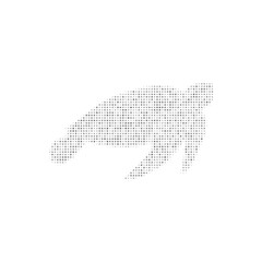 The sea turtle symbol filled with black dots. Pointillism style. Vector illustration on white background