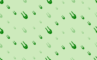 Seamless pattern of large and small green solo bobsleigh symbols. The elements are arranged in a wavy. Vector illustration on light green background