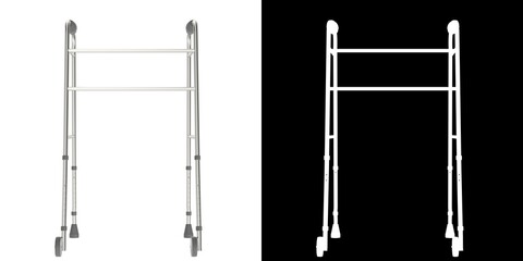 3D rendering illustration of a front-wheeled walker