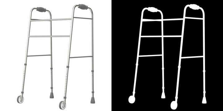 3D rendering illustration of a front-wheeled walker