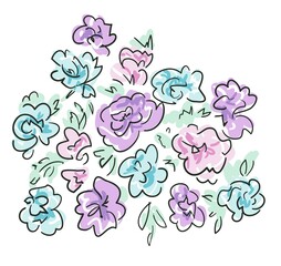 Hand Drawn cute flowers Decorative elements for design Vector illustration