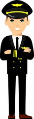 Illustration of an Aircraft Captain Pilot in Uniform