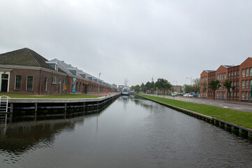 Fototapeta na wymiar Canal At The Willemsoord Complex At Den Helder The Netherlands 23-9-2019