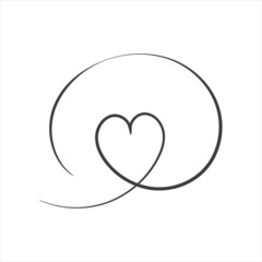 Continuous one line drawing of heart isolated on white background.