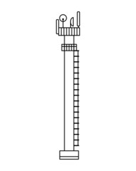 Vector illustration of a cellular communication tower in the form of a pillar. 5G, 4g signal distribution. The Internet. Modern technologies