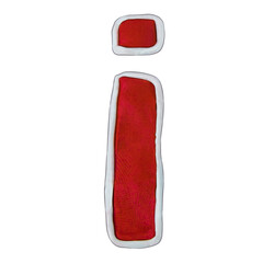 plasticine illustration, red letter i isolated on a white background