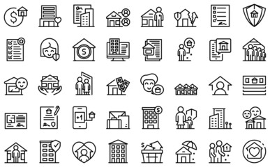 Social housing icon outline vector. Home work