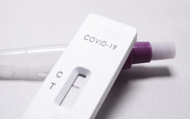 COVID-19 (SARS-CoV-2) rapid antigen nose-swabbing test kit (Colloidal gold), for self-testing, with negative result.