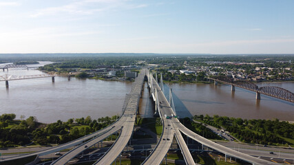 Louisville, Kentucky skyline and highway drone shots