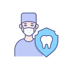 Dentist profession - modern colored line design style icon