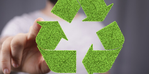 3d rendering of green recycle icon