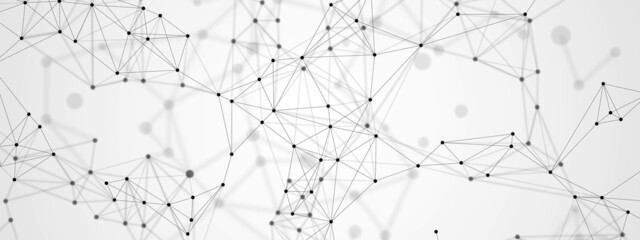 Vector halftone abstract background. The design of the destroyed grid, Digital connection, plexus. Pattern of lines, dots, circles. Poster technology, business, medicine, social networks, websites © Olga