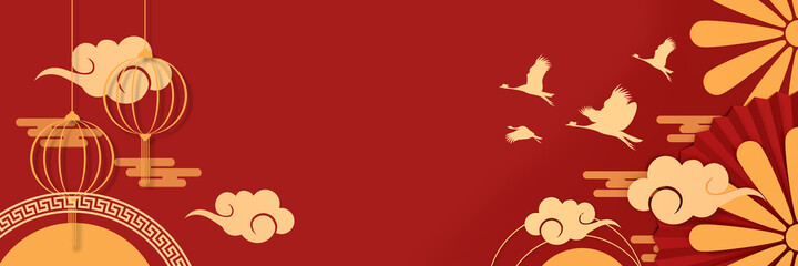 happy chinese new year banner design. year of the tiger. space for text. The Chinese character - Good Luck and happy chinese new year. 3D illustration