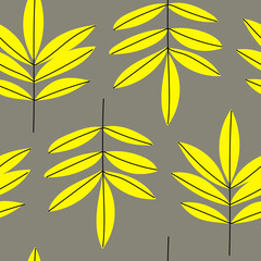 abstract leaves and flowers, seamless pattern for design, stationery, textile, fashion.
