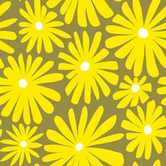 Wall murals Yellow abstract leaves and flowers, seamless pattern for design, stationery, textile, fashion.