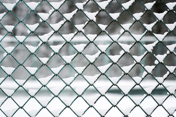 Grid in a quilt. The background is winter.