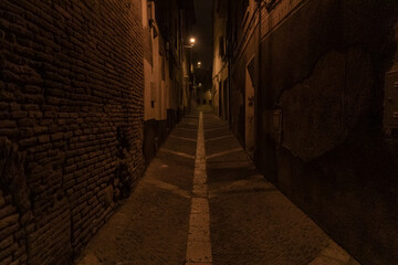 street of the town of tarazona deserted at night