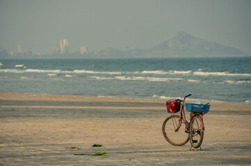 Fototapeta premium Bicycle at Khao Tao Beach in Khao Tao south of Hua Hin, Thailand