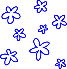 Fototapeta na wymiar SIMPLE MINIMAL HAND DRAWN VECTOR ILLUSTRATION SET OF WHITE AND BLUE FLOWERS. MINIMAL POSTCARD DESIGN WITH FLOWERS.