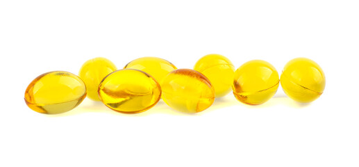 Omega 3 capsules from Fish Oil on white background