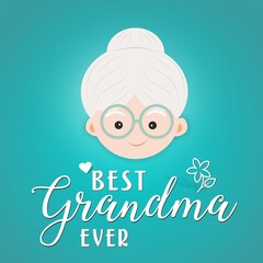 Best Grandma Ever calligraphy hand lettering on turquoise background. Grandparents Day greeting card for grandmother, grandmother's day,  postcard, 3d illustration