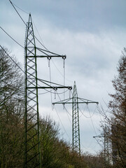 High voltage pylons in the landscape