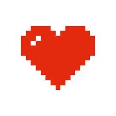 Fototapeta premium Red heart in pixel art style. 8 bit icon. Valentine's Day symbol.