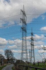 High voltage pylons in the landscape