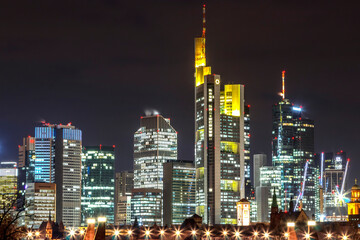 city skyline at night, Frankfurt Germany