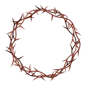 Crown of thorns isolated on white background. Religious symbols in flat style.