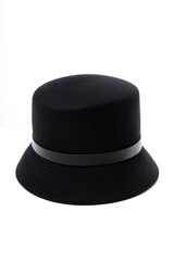 women's black felt hat isolated on a white background