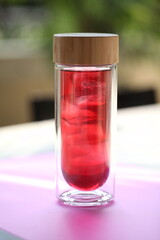 Juice in glass canister