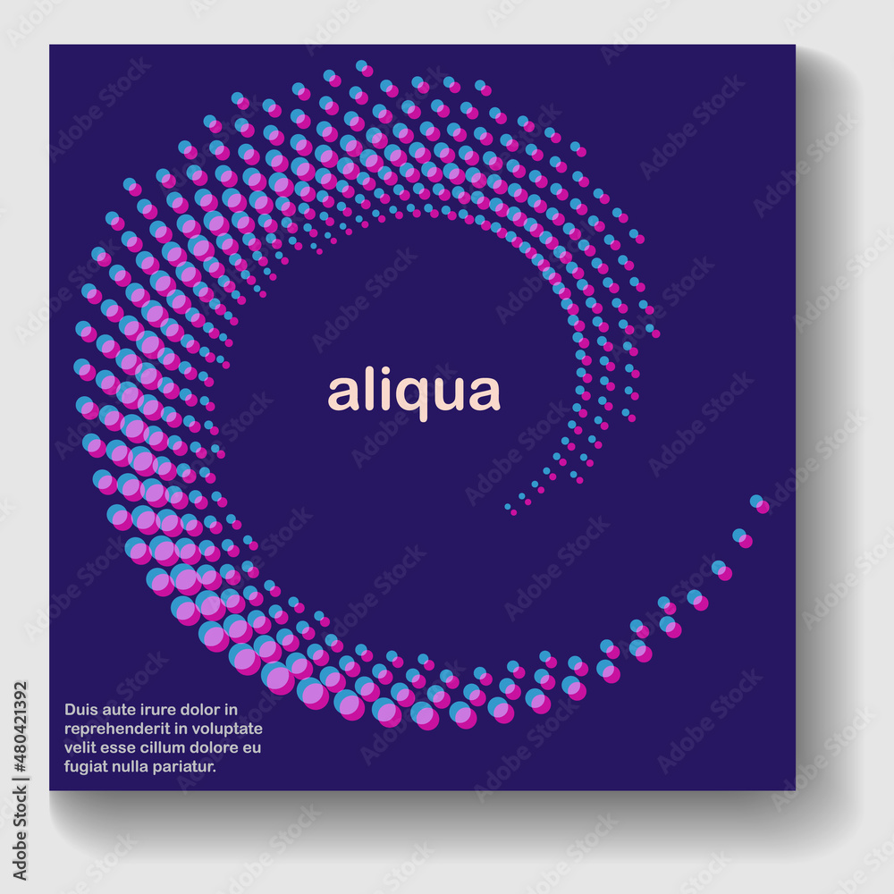 Poster purple halftone spiral with dots.abstract vector background.