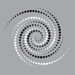 Black and white spirals move around center as Yin and Yang symbol. Abstract vector background.